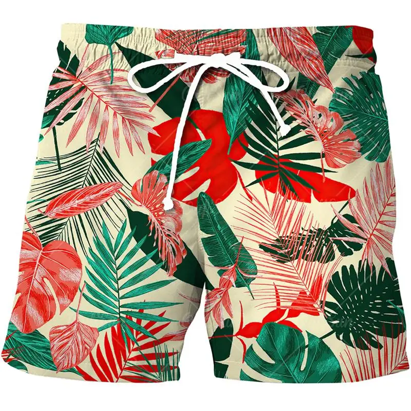 New Hawaii Tropics Sea Island Plant 3D Printing Men Beach Shorts Fashion Vacation Surfing Short Pants Swimming Shorts Men Shorts