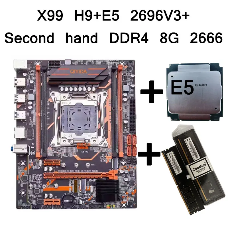 Placa base X99 H9, E5 2696V3, 2 módulos de memoria DDR4 de 8G 2666 (desmontados), placa base, CPU y memoria al por mayor.