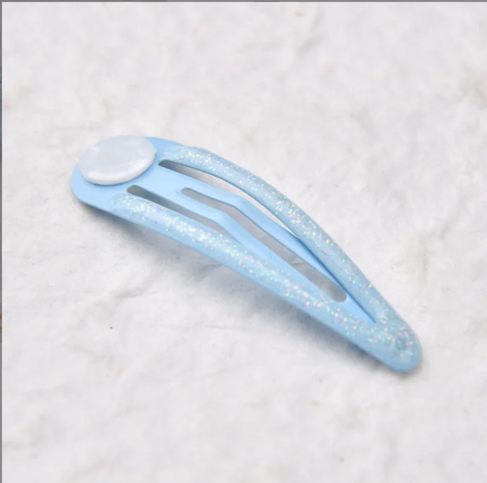 10pcs 5cm Glitter Metall Snap Haars pangen mit Pad für Haars chleife machen Tear Drop Haarnadeln Kinder DIY Kopf bedeckung Nickel frei bleifrei – Detail 7