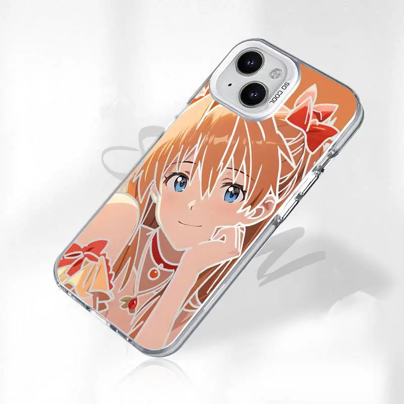 Neon Genesis Evangelion Hollow Phone Case Asuka Suitable for IPhone15promax All-inclusive Protective Case Frosted Texture