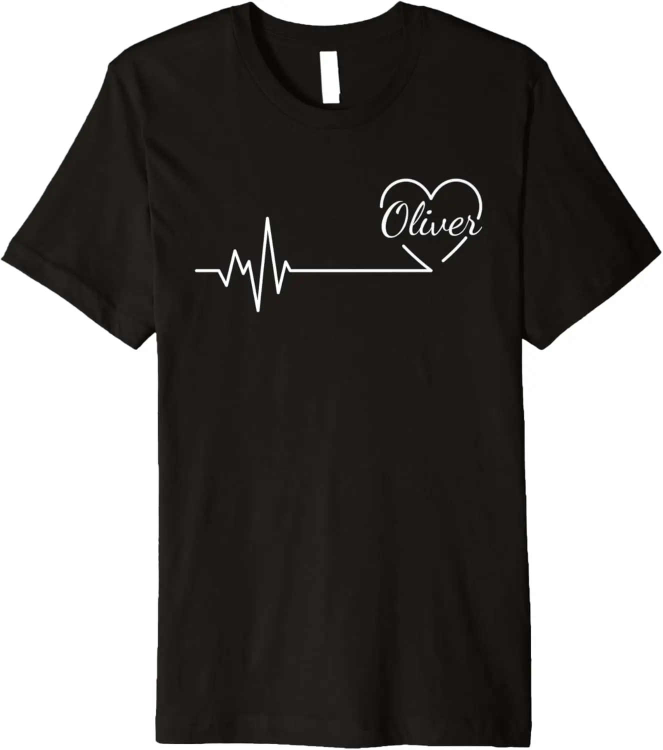 

Love Oliver Personalized Name Family Heartbeat Heart Pulse Premium T-Shirt