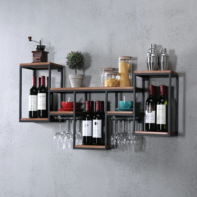 

European wrought iron wine rack wall hanging wall rack decoration creative restaurant High Quality