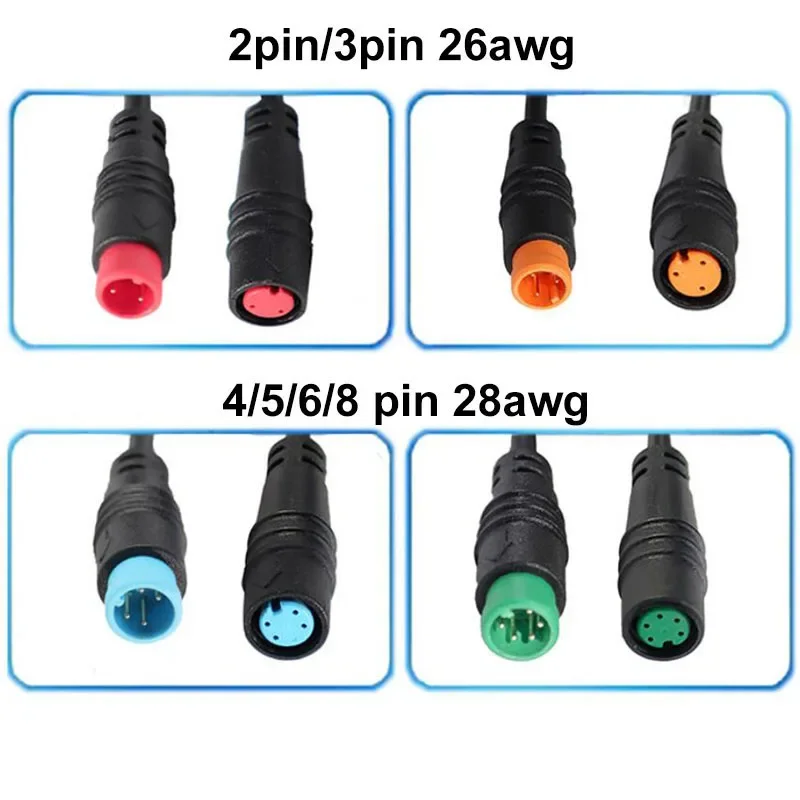 M8 Waterproof 2-8Pin Connector 1M Male/Female Extension Cable for E-Bike Speed Sensor, Electric Bicycle, Ebike Motor Controller
