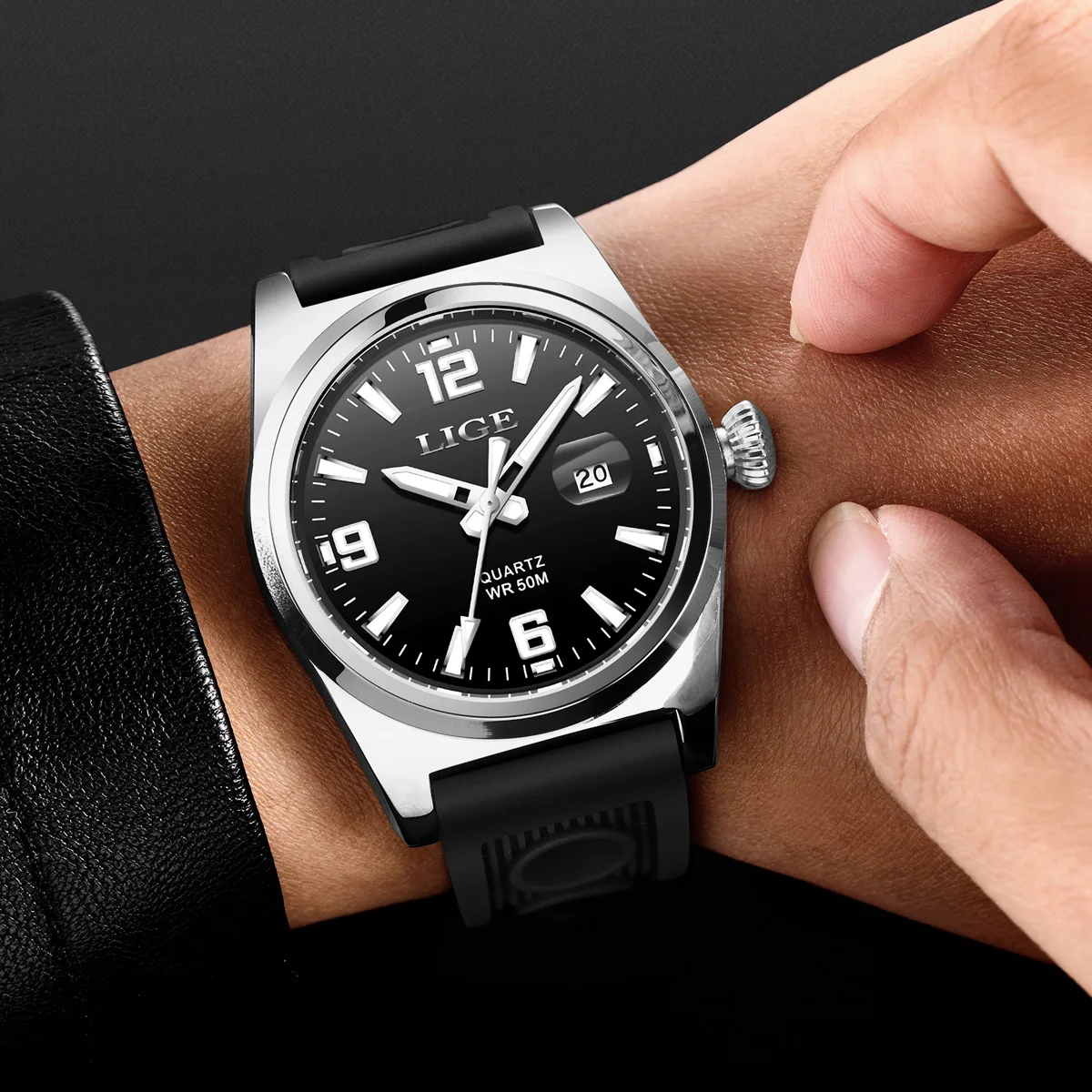 LIGE Top Brand Luxury Man Wristwatch 5ATM Waterproof Luminous Date Men Watches Stainless Steel Quartz Men\'s Watch Male Clock