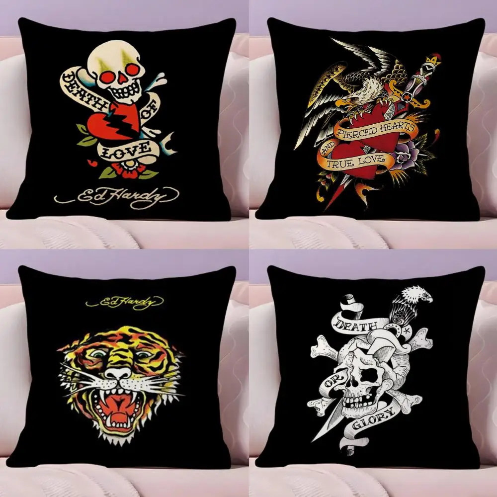 

Brand E-Ed H-Hardy Cushion Cover Plush Fabric Soft Double-Sided Printed Sofa Warm Winter Home Gift Pillow Case