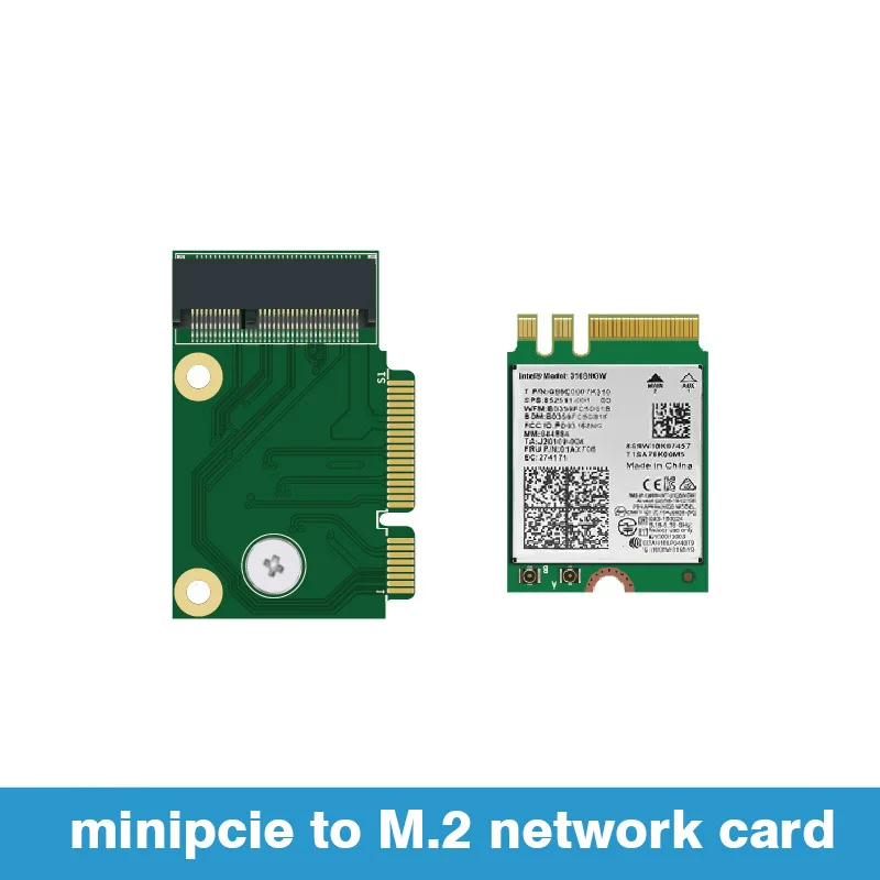 Tarjeta adaptadora media MiniPCIe a M.2 Nic, actualización AX200, Y510p, reemplaza las tarjetas de red M2 MPCIe, conexiones en ángulo izquierda y derecha