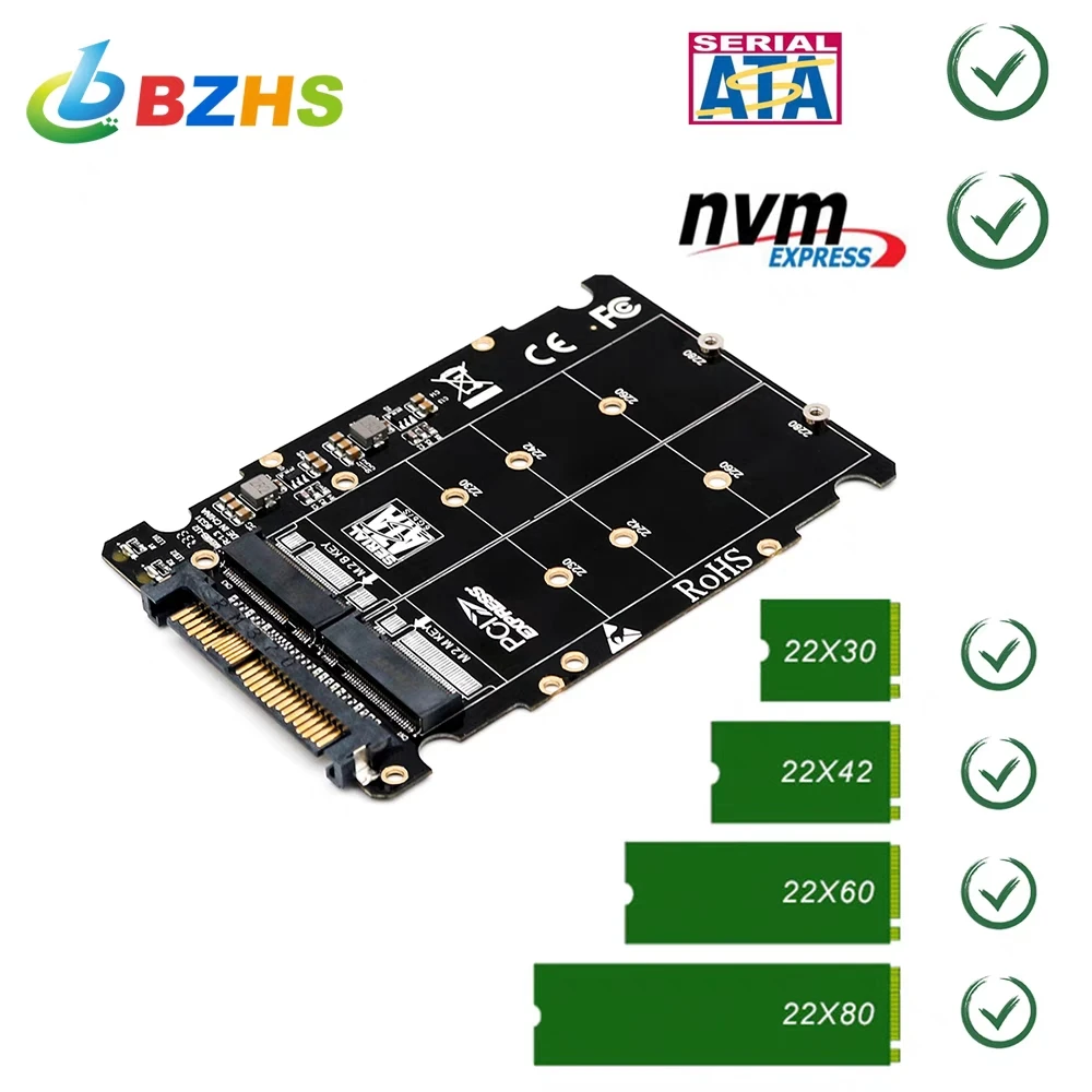 M.2 SSD to U.2 Adapter 2 in 1 M.2 NVMe Key B/M NGFF SSD to PCI-e U.2 SFF-8639 Adapter PCIe M2 Converter Desktop Computer M2EC