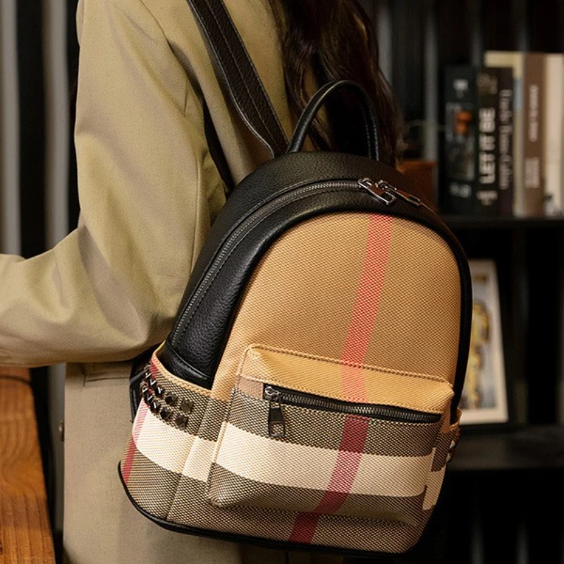 2025 nuovo zaino scozzese da donna, zaino alla moda e casual di grande capacità per viaggi, zaino da studente