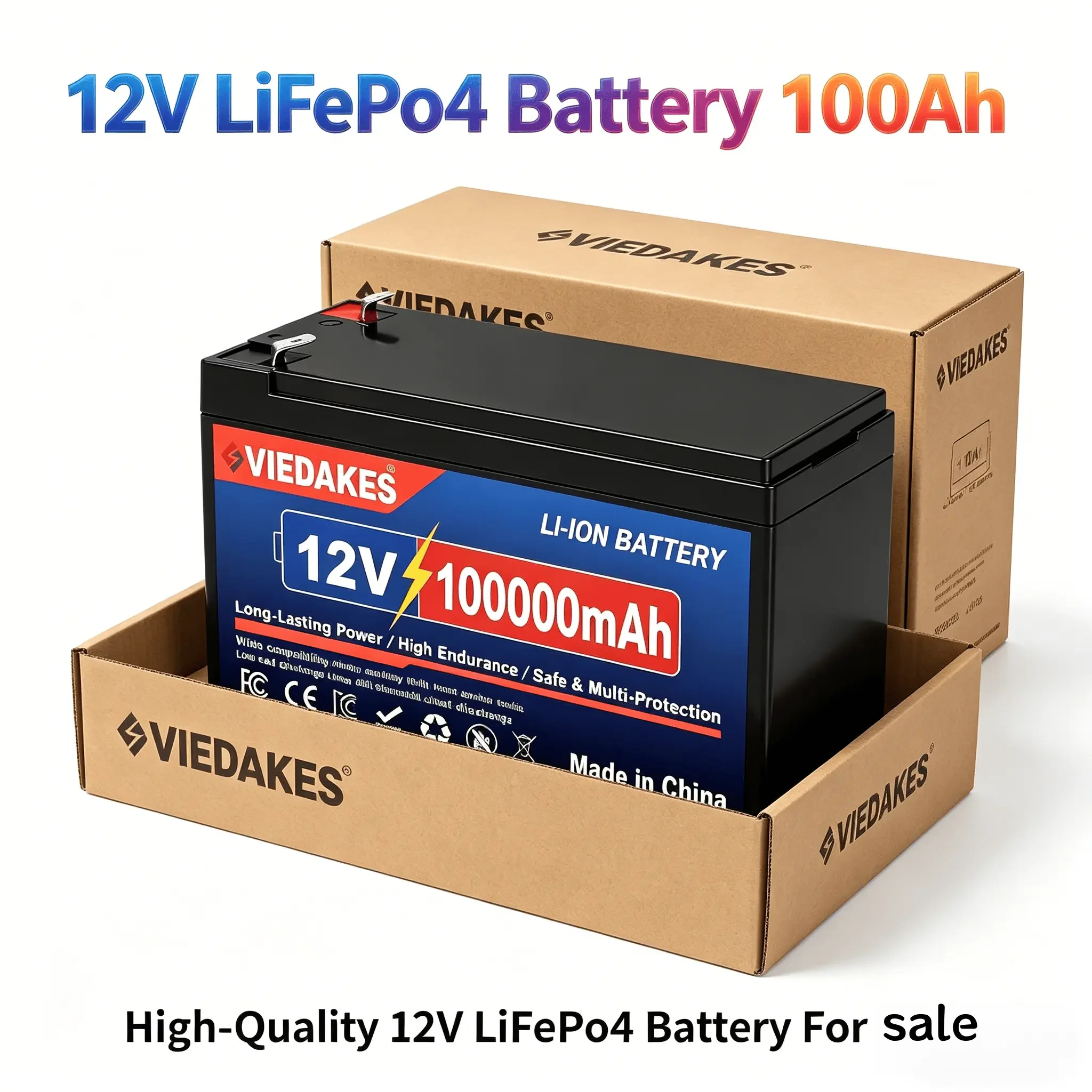 

✈️12V 100Ah LiFePO4 Viedakes Solar Storage Battery Low Self Discharge for Caravan Trailer Marine Ship