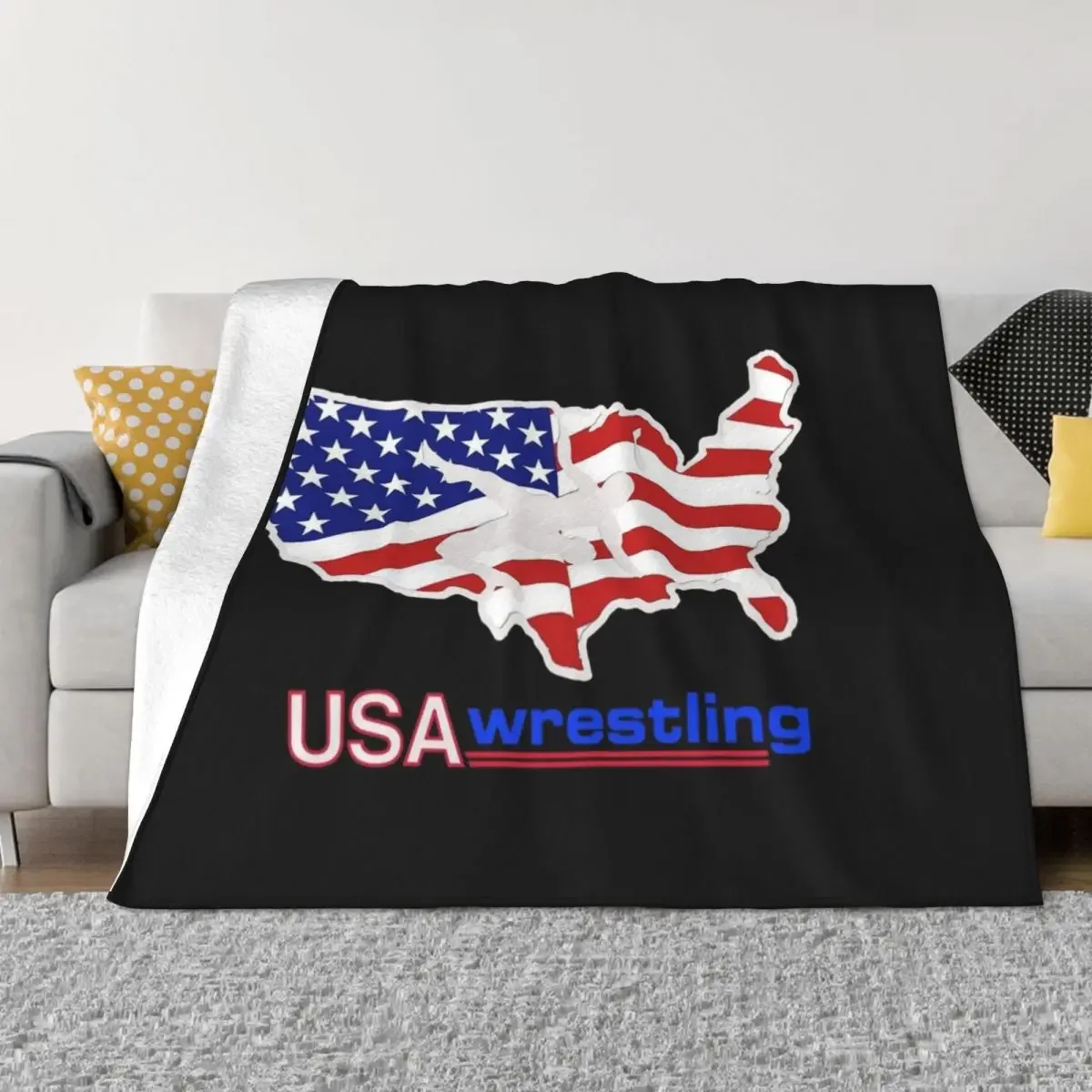 

Terrific USA Wrestling Design Throw Blanket Luxury Brand blankets ands fluffy Plush Blankets