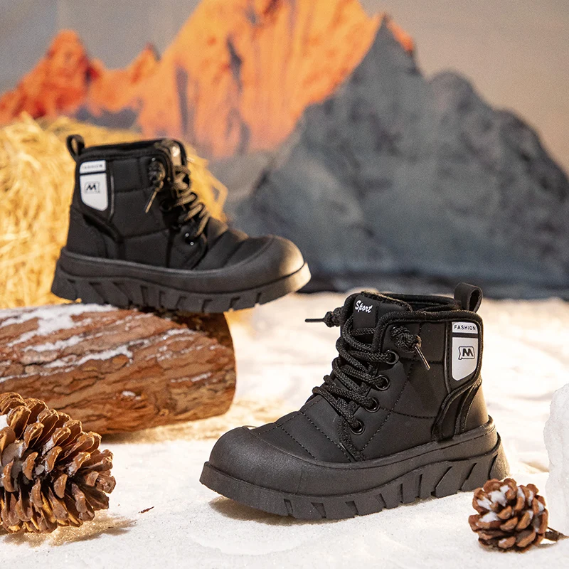 

Thickened anti-slip snow boots for children, winter warm cotton boots for boys and girls, and big children's kids cotton shoes