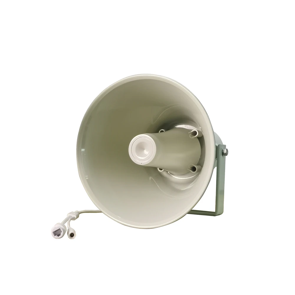 30W POE Horn Speaker Built-in Microphone SIP ONVIF RTSP Multicast supports  NVR integration