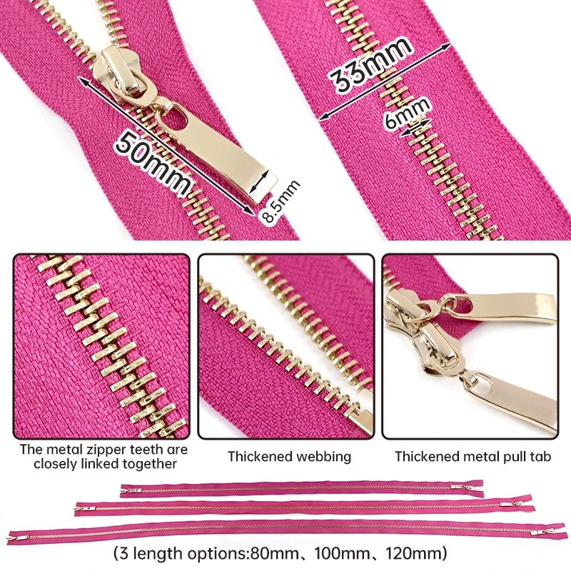 Meetee 5# Metal Zipper 80/100/120cm Double Slider Zippers Sewing Coat Jacket Clothes Zip Garment Decor Repair Kits Accessories