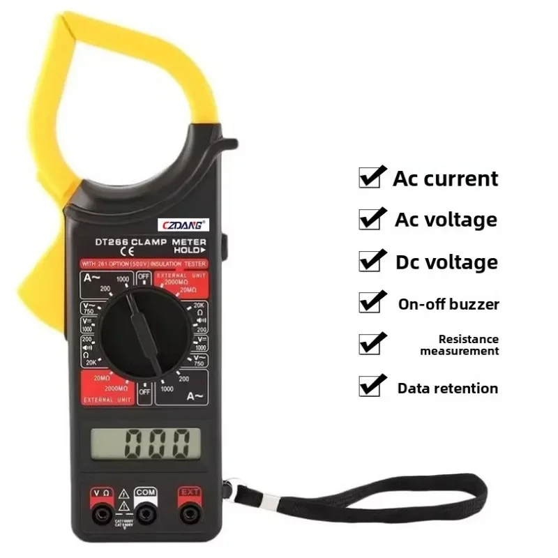 Multímetro Digital de Pinza QHTITEC DT266, Medidor de Pinza Profesional, Probador de Corriente y Voltaje CA/CC 1000V, Pinza Amperimétrica