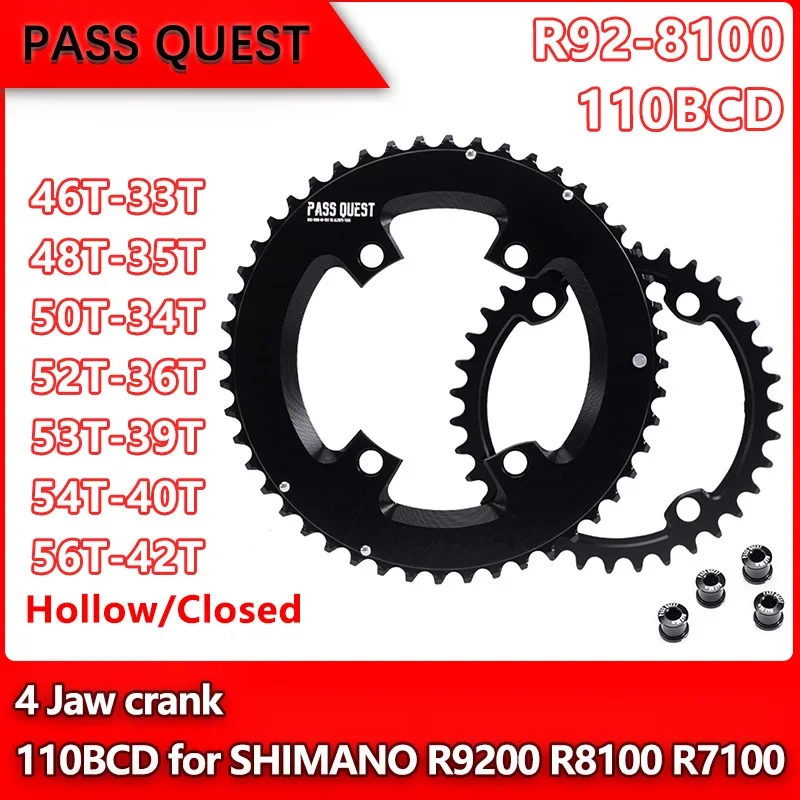 

Pass Quest 110 BCD 4 Bolt Chainring for Shimano 105 R9200 R8100 R7100 Double Chainring 52-36T 53-39T 54-40T 50-34T 48-35T 46-33T