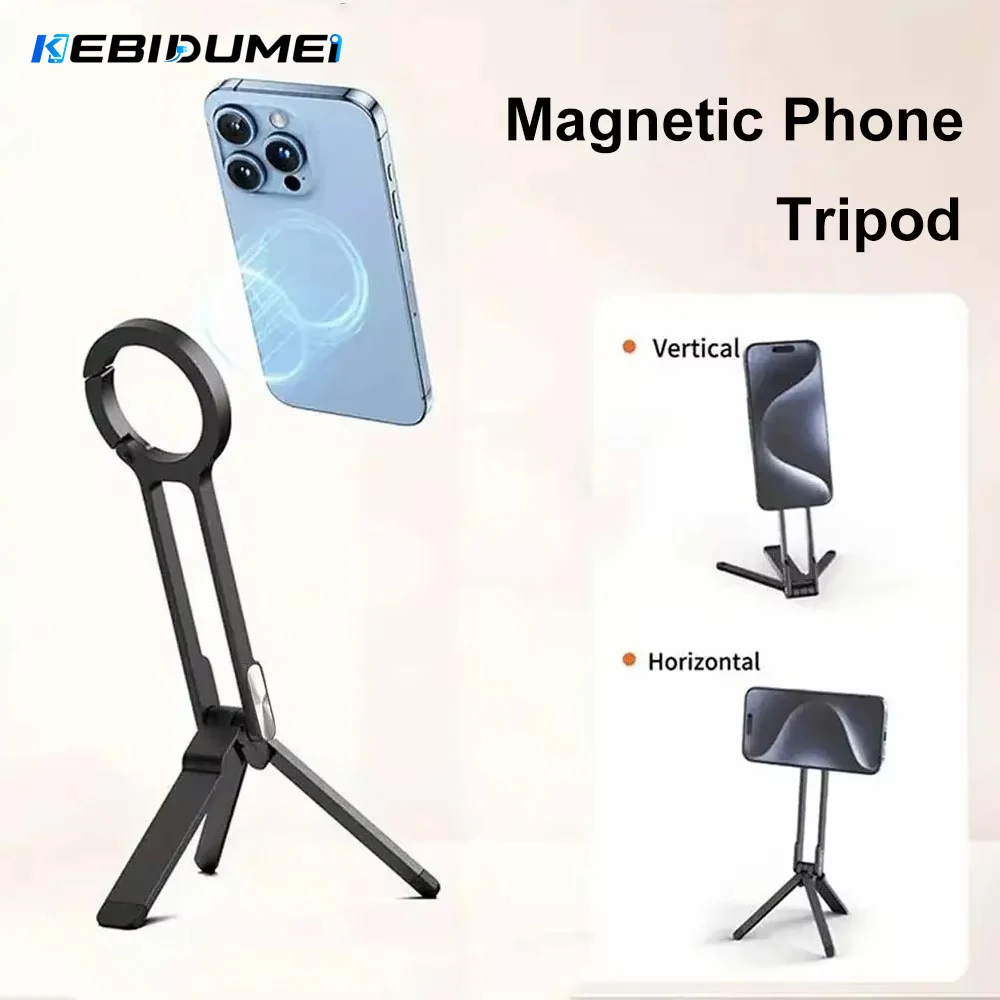 KEBIDUMEI Phone Tripod Carabiner-Mounted For Phone Portable Dual-sided Magnetic Tripod Desk Mount Phone Handle Holder
