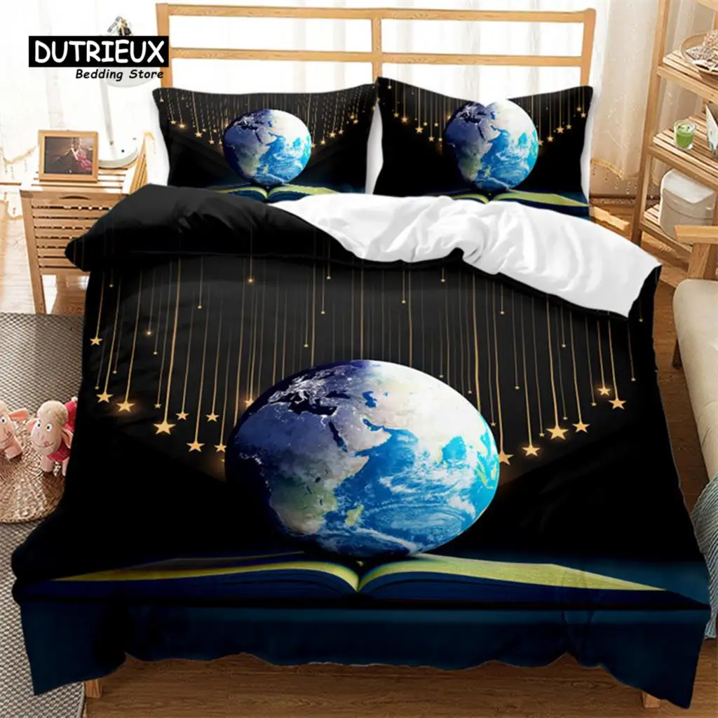 

Magic Book King Duvet Cover Set Planet Galaxy Bedding Set Microfiber Star Comforter Cover Double Twin Queen For Kids Boys Girls