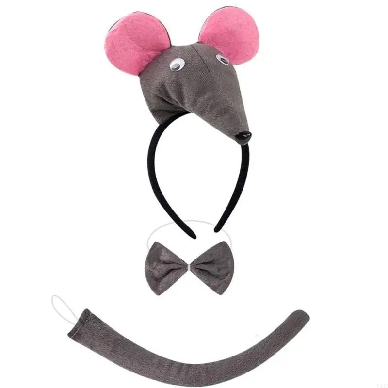 Y3NE Chuột/Lợn/Bò/Khỉ/Cừu/Tygers Đầu Đuôi Bowtie Đuôi Halloween Động Vật Trang Phục Hóa Trang phụ Kiện Dành Cho Trẻ