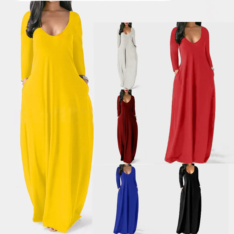 

Women's Long Nightgown, Coffee Leopard Print, Round Neck Long Sleeve Pocket Sleepwear, Soft Comfortable All-Season Loungewear