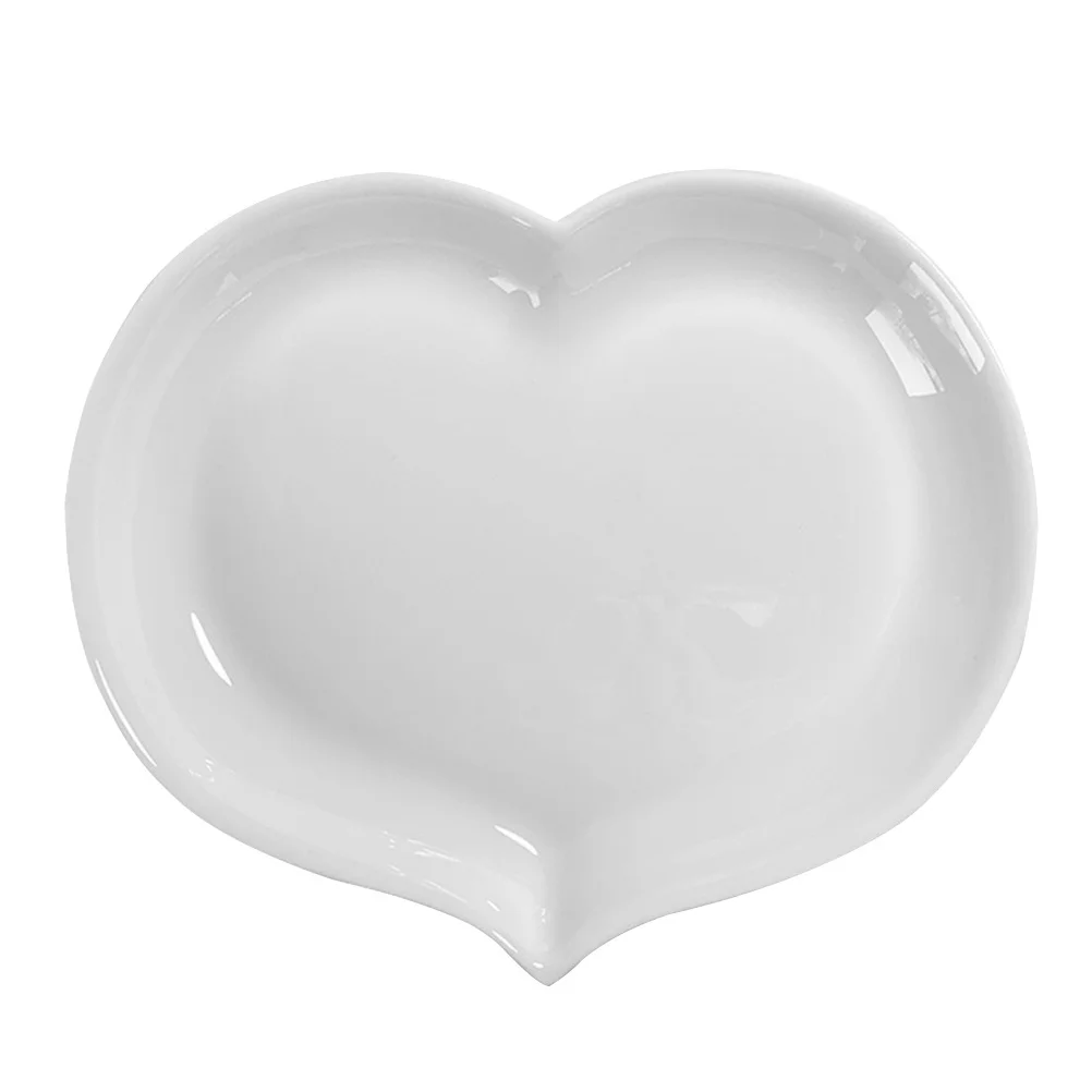 

Heart Shaped Plate Ceramic Food Serving Tray for Desserts Fruits Snacks Household Storage Dish Stylish Simple Design Space