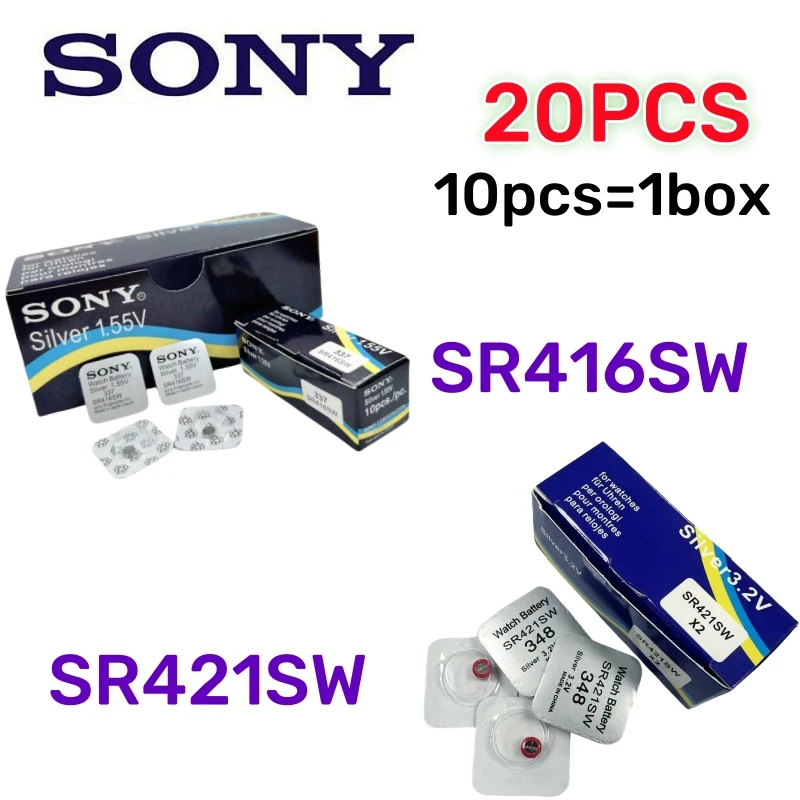 10-40 قطعة الأصلي سوني 337 SR416SW ساعة البطارية SR421SW 348 بطارية التعبئة والتغليف المستقلة sr416sw 337 sr421sw 348 sr 416