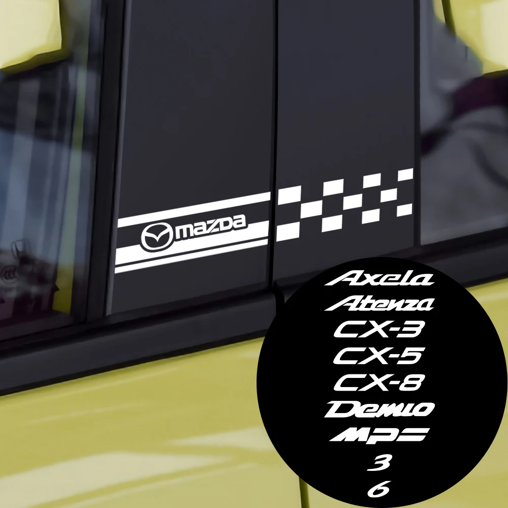 

2 шт. декоративные наклейки на окна автомобиля B, стойки для Mazda Demio CX5 CX3 Premacy 2 3 5 6 Axela Atenza Speed 6 MX-3, наклейки для стайлинга