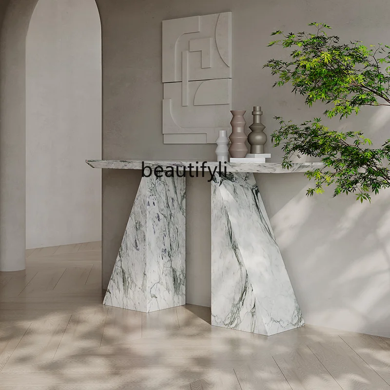 High-End Elegant Luxury Stone Italian-Style Entry Console Natural Marble Console Tables