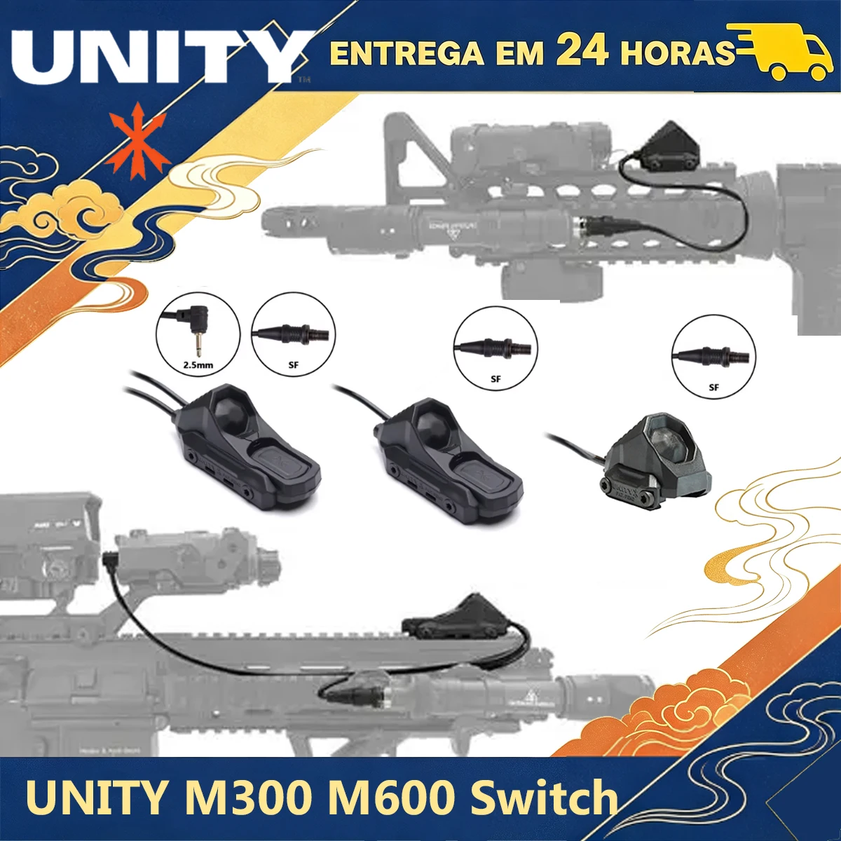 SF 2,5 mm 3,5 mm L3 UNITY Bouton de pression à distance Lite M-LK Rail Keymod 20 mm pour lampe torche de chasse Surefire M300 M600 M340 M951