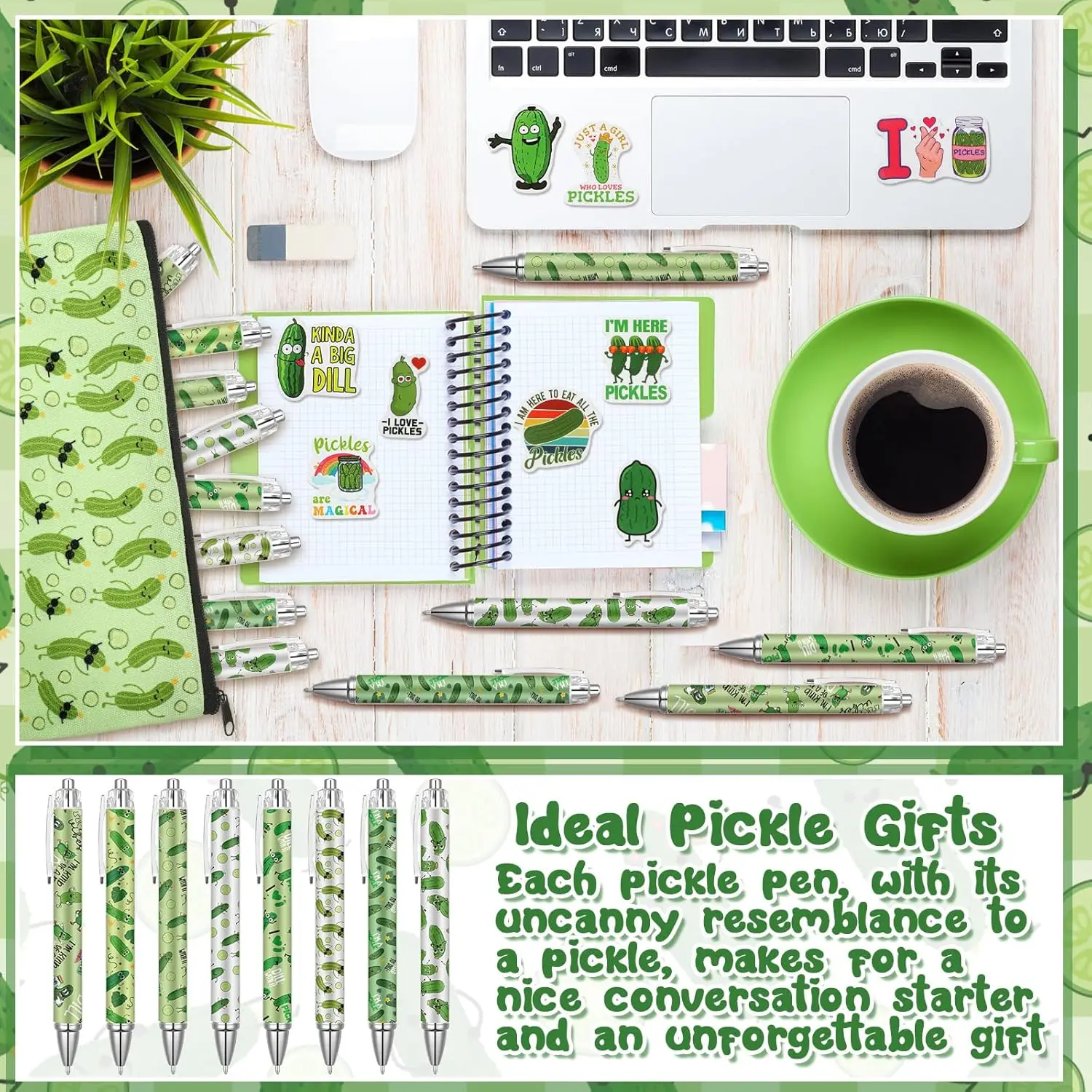 8/16 Stück Kugelschreiber mit lustigem Gurkenmuster für Gurkenliebhaber, Lehrer, Studenten, Abschlussfeier, Festivalgeschenk für Büro und Zuhause – Detail 4