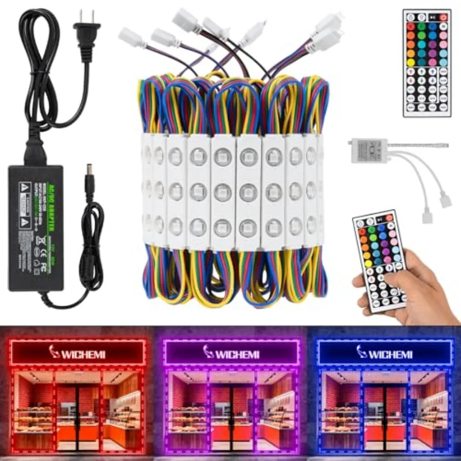 

40FT LED Strip Lights for Store Front Window RGB Waterproof 80PCS 5050 SMD RGB Module Commercial Sign Lights White for Business