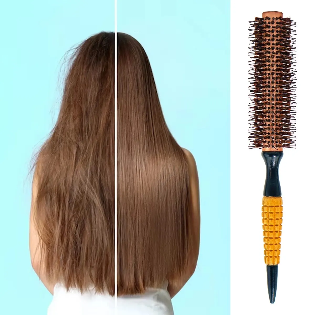 Wood Handle Boar Bristles Round Brush Hair Curly Comb Pro Hair Brush Anti Static Brush Teasing Brush Hairdresser Styling Tools