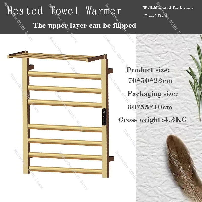 Smart Electric Heated Towel Rack Carbon Fiber Warming Bathroom Bath Towel Shelf Wall Mounted Home Drying Rack Intelligent Fast