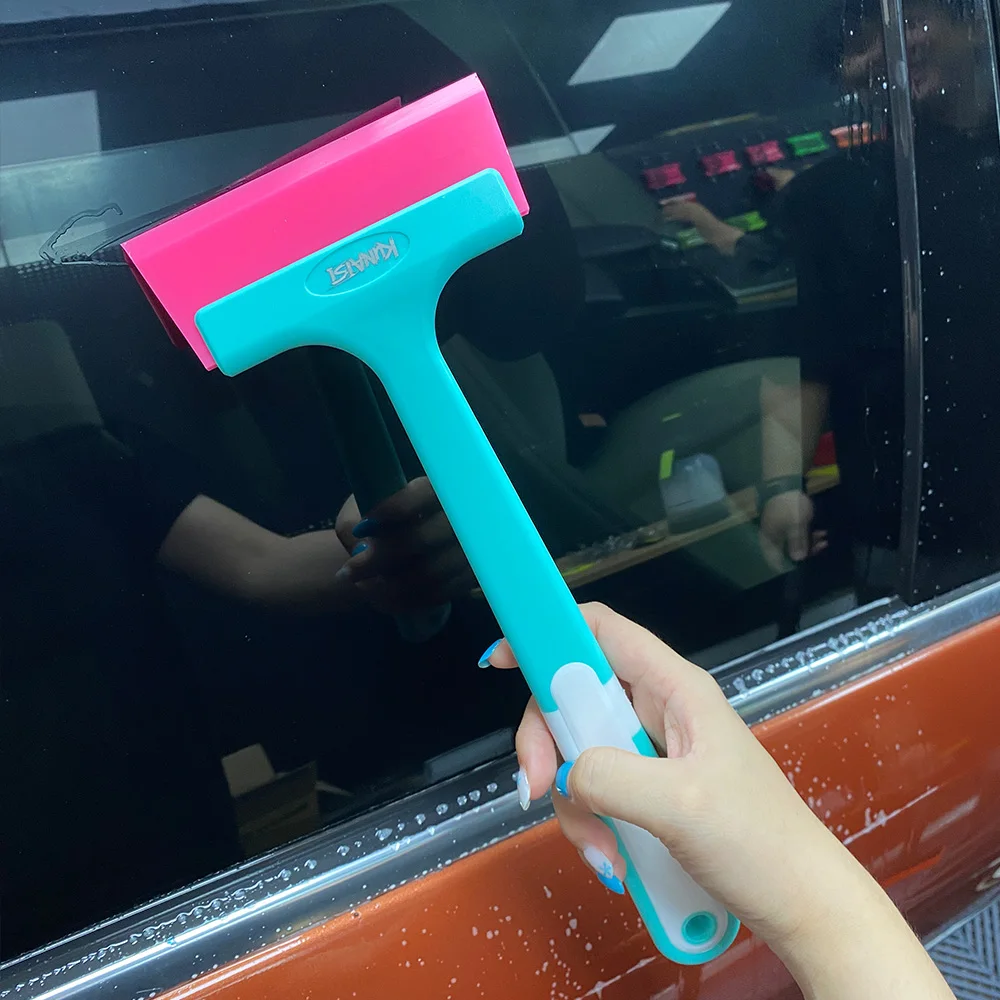 Professioneller Fensterfolien-Abzieher mit langem Griff, Werkzeug zum Auftragen von Auto-Vinylfolie, große Gummiklinge, Folienabzieher für Autoglas – Detail 2