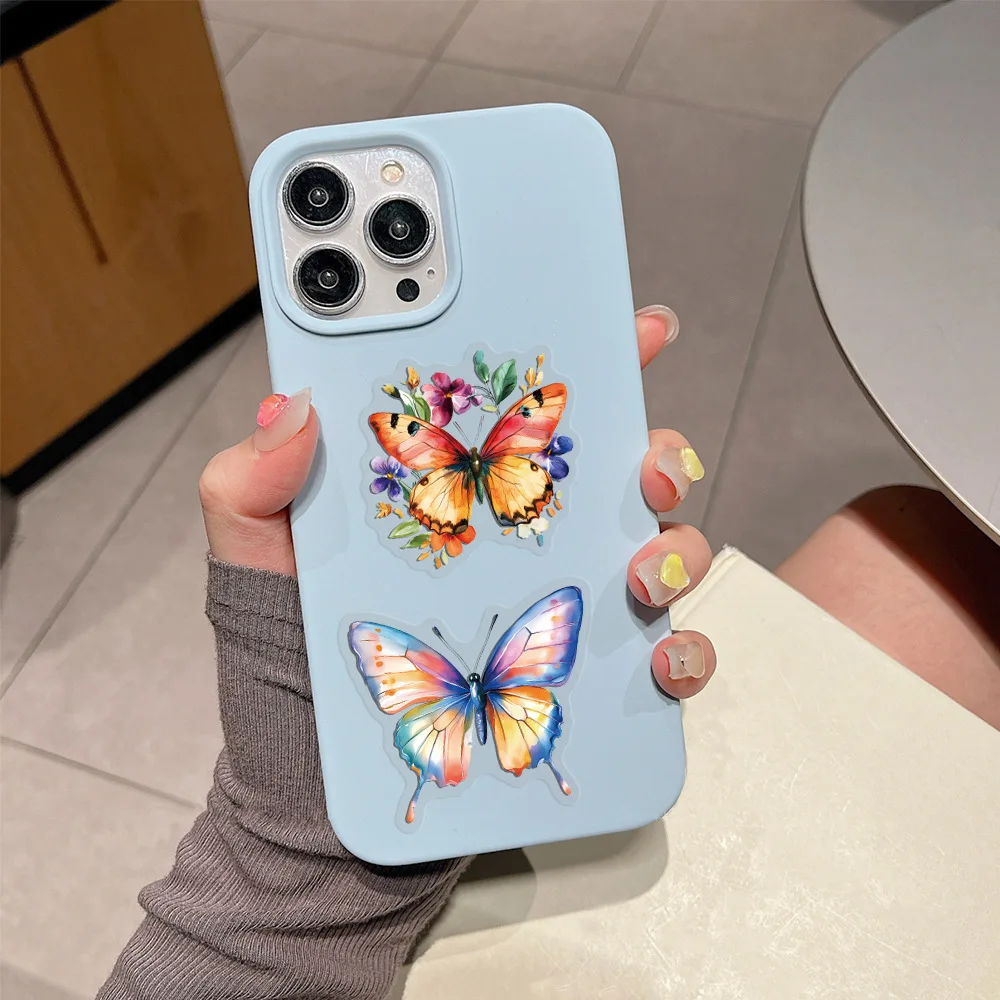 60Pcs Colorful Butterfly Stickers Cartoon Stickers Package Transparent Stickers Stationery Water Cup Waterproof Stickers