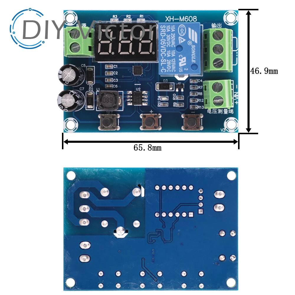 XH-M608 Battery Charge Discharge Module DC 6-40V Integrated Voltmeter Undervoltage Overvoltage Protection Timing Discharge Board