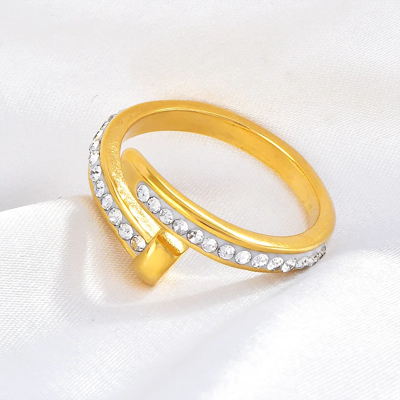 女性のためのオープンで用途の広いステンレス鋼リング,クロスボーダー,インスタイル,ハイエンドデザイン,ヨーロッパとアメリカ