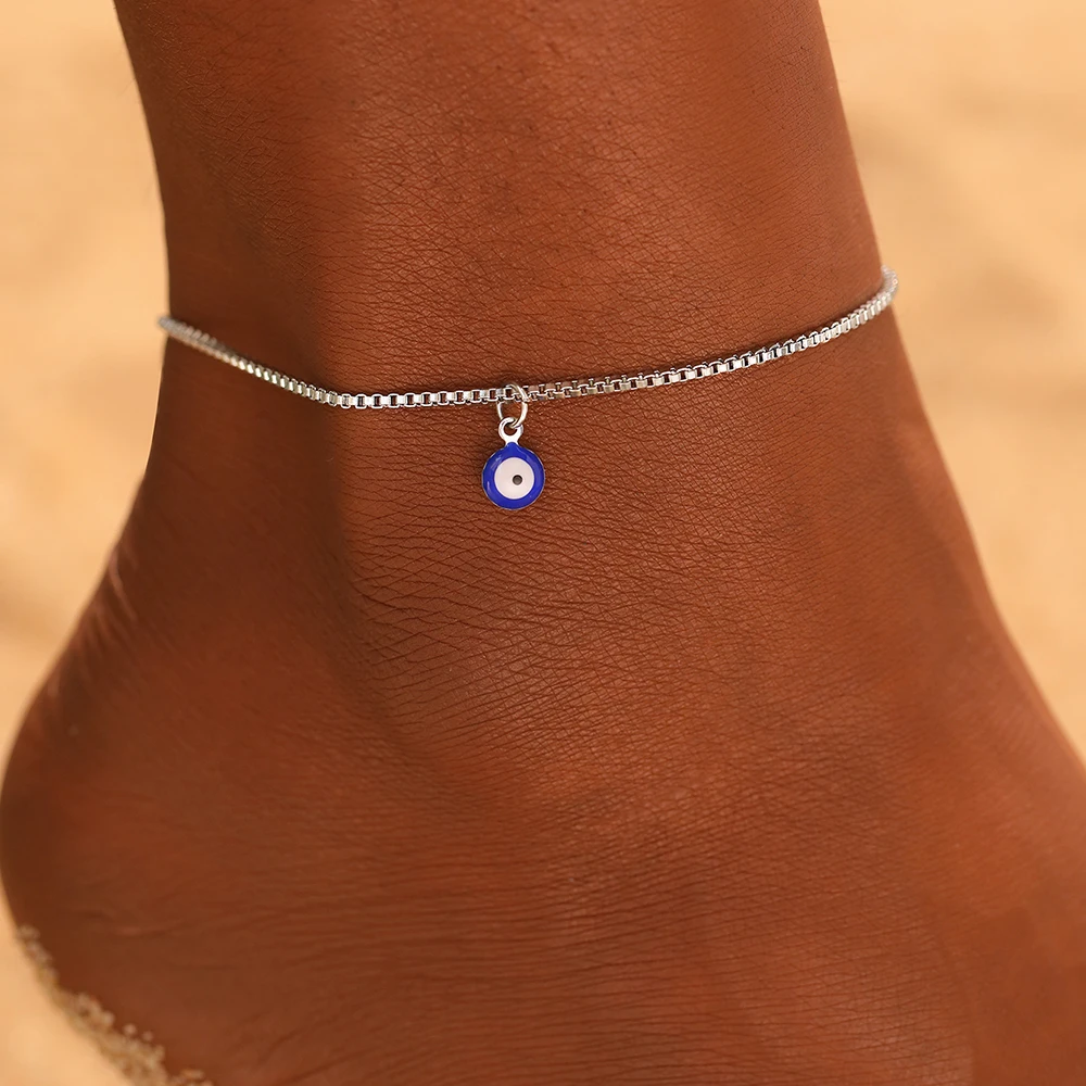 Stainless Steel anklet New personalized design Designs Acrylic Blue Eye Pendant subtlety anklet For Women Jewelry Party Gifts