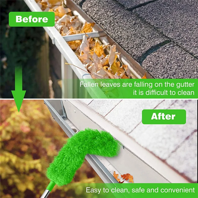 Imagem -05 - Escova de Limpeza de Calha Ferramenta de Cobertura com Pólo Telescópico Extensível Ferramenta Guard Cleaner Fácil de Remover Verde 8.2ft
