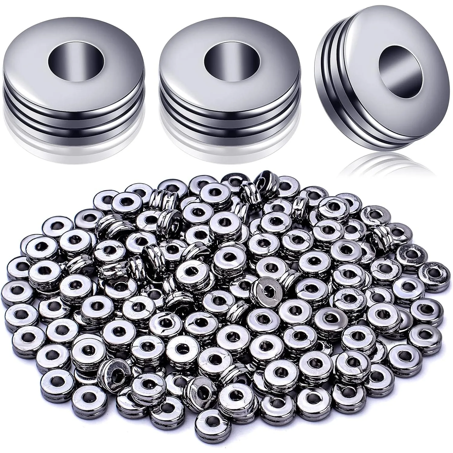 

200 шт., 6 мм, двойной плоский круглый диск, бусины-разделители из сплава, очаровательные принадлежности для рукоделия для браслета, ожерелья, изготовления ювелирных изделий, сережек