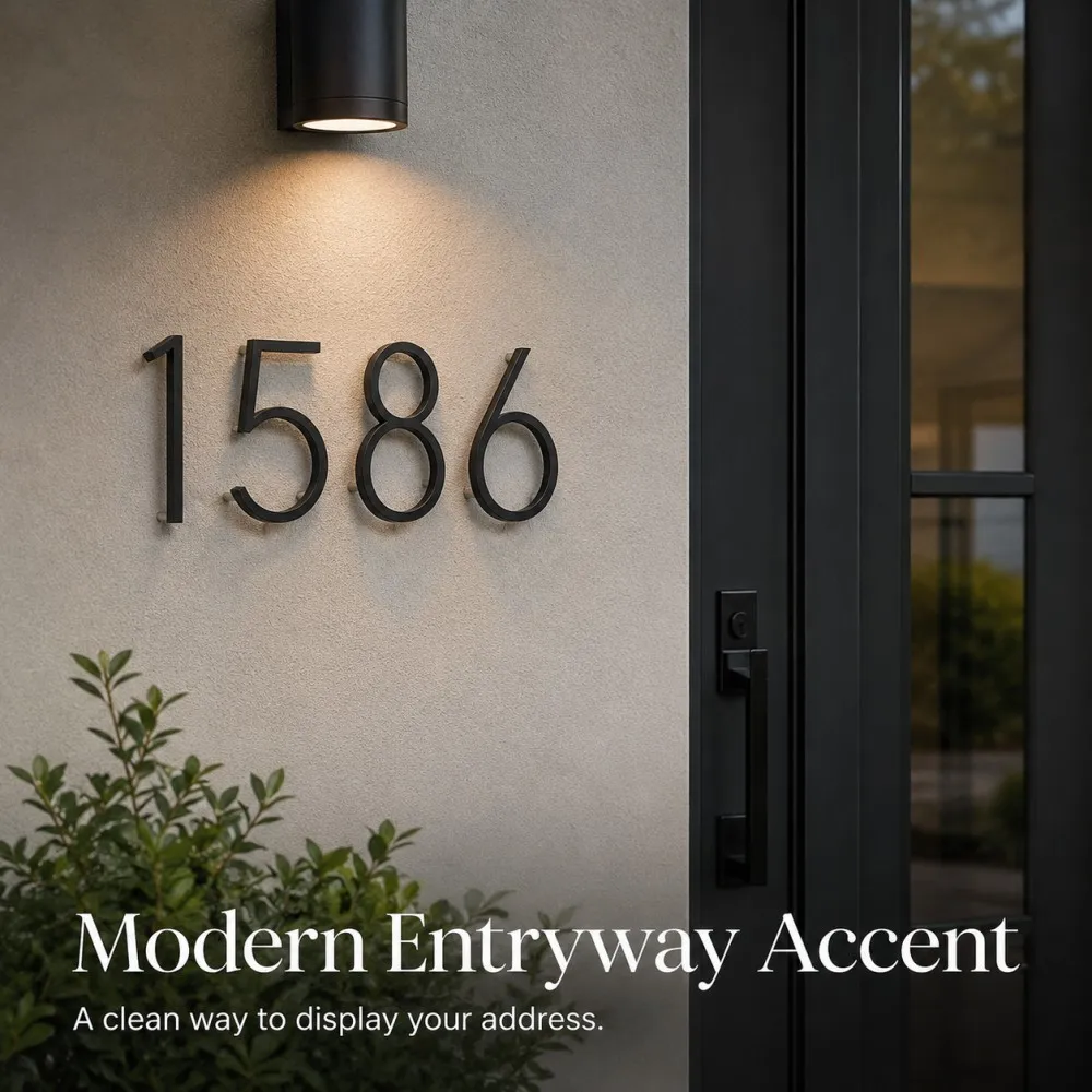 142mm Floating Exterior House Numbers Modern Number Signs on the Door Extra Large Black Apartment Address and Mailbox Plate