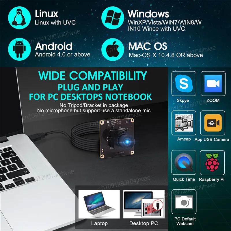 كاميرا ELP 2 ميجابيكسل CMOS OV4689 عالية السرعة بمنفذ USB 1080P 120fps 60fps 240fps بدون عدسة تشويه #5