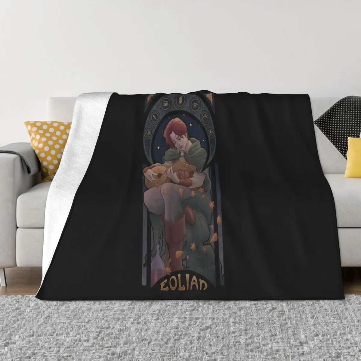 Eolian Kvothe From The Kingkiller Chronicle Water Coulor Art Black S Tops Aesthetic Harajuku Teenage Throw Blanket