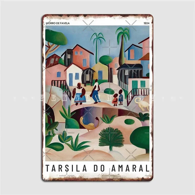 Morro de favela tresila do amaral arte placa de metal cartaz clube sala estar personalizar placas estanho cartaz
