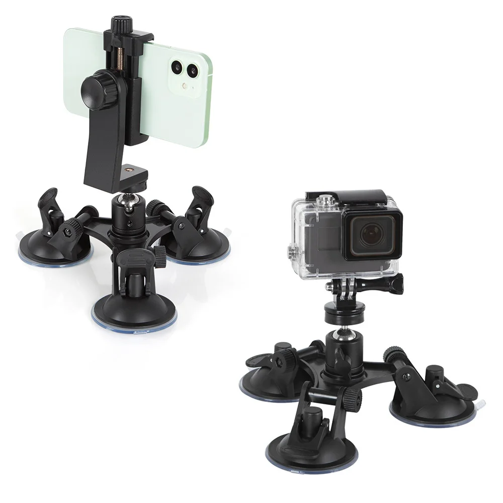 Strong Suction Cup Mount Holder Tripod with Ball Head for Gopro Hero DJI OSMO Insta 360 Action Cameras Mobile Phones