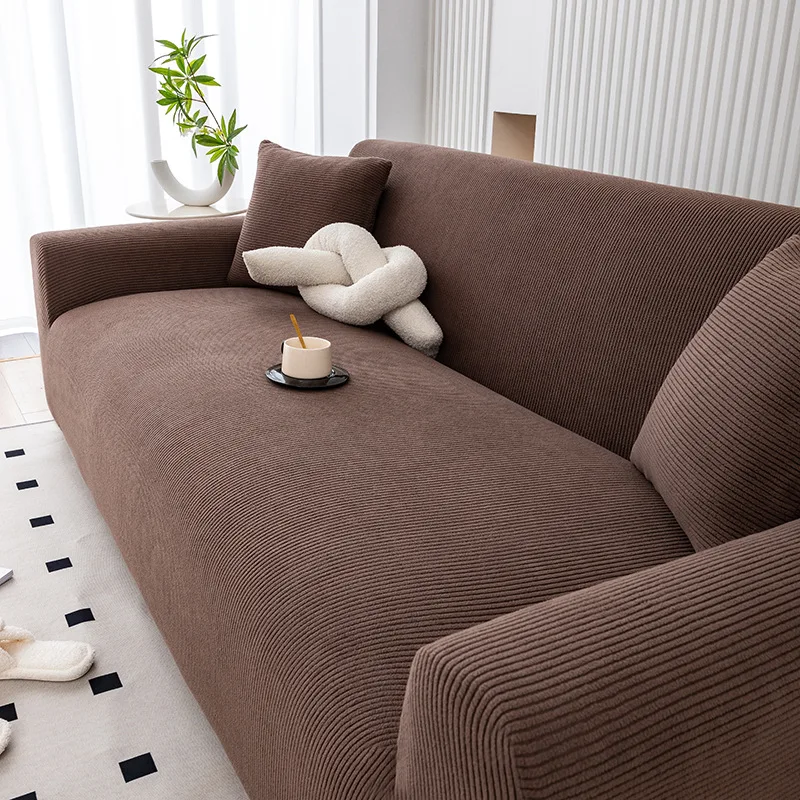 Dicker Weicher Cord-Sofabezug, 1/2/3/4-Sitzer Rutschfester Elastischer Überzug Vollständige Abdeckung Maschinenwaschbarer Couchschutz Universelle Passform