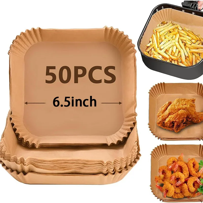 

50Pcs Air Fryer Disposable Paper Non-Stick Airfryer Baking Papers for Baking and Microwave Ovens Easy To Clean and Separate
