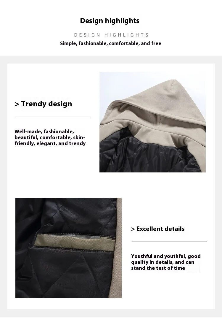 Fake Two Pilot Cotton Jackets Mens Winter New High Street Trend Thickening Hooded Bomber Coats Multiple Pockets Short Parkas