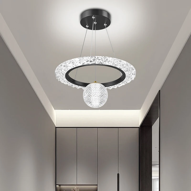 

Home LED chandelier room decor lampara black gold light luxury crystal Ceiling pendant lamp D25 30cm bedroom lampAC 110V 220V