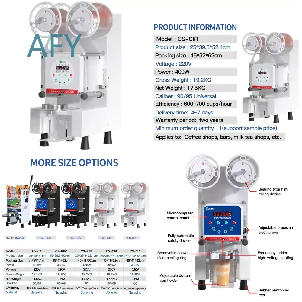 Fully Automatic Plastic Paper Cup Sealing Machine for 90mm 95mm Cups for Milk Tea Cup Sealing Packaging Equipment for Food