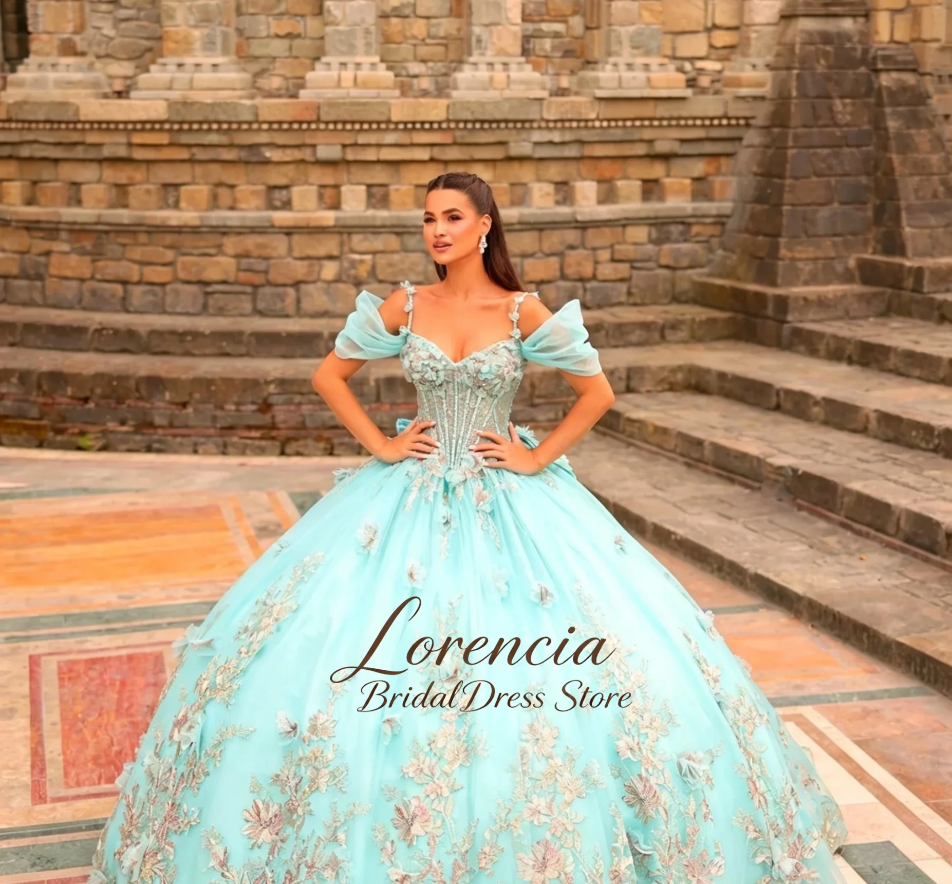 Customized Quinceanera Dress With Sweetheart Neck Off Shoulder Sleeves Sparkly Tulle Ball Gown  Vestidos De 15 Anos